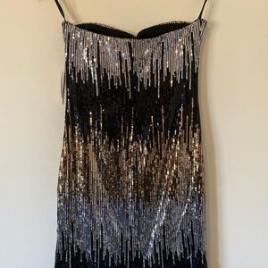 Sequin Silver, Gold, Black Mini Party Dress Small